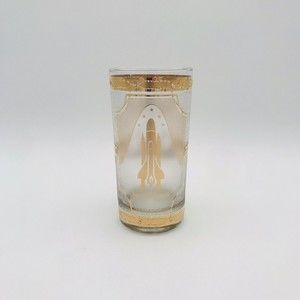 Culver Space Shuttle Gold Glass Tumbler American Museum of Natural History Vtg